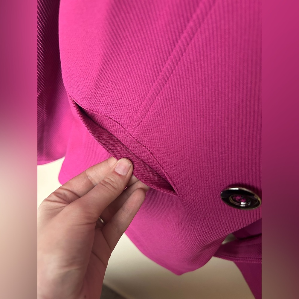 NWT Soho Apparel Raspberry Scoop Neck Ribbed Blazer Size L Office Chic - Picture 7 of 8
